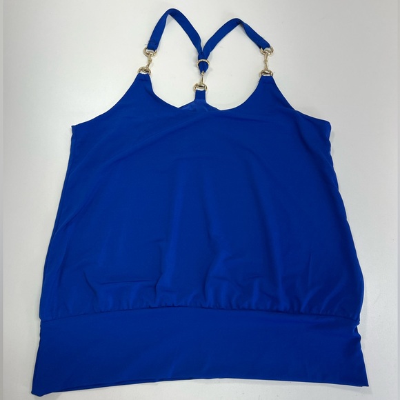 Boston Proper Hardware Detail Blouson Knit Top Deep Ocean Blue NEW Size Small - Picture 8 of 13